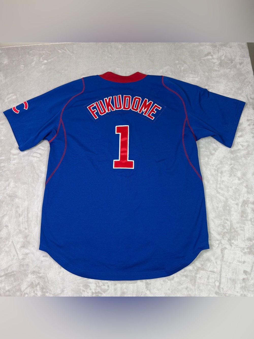 Vintage Nike Team Fit Dry XL Chicago Cubs Kosuke Fukudome Blue Stitched Jersey